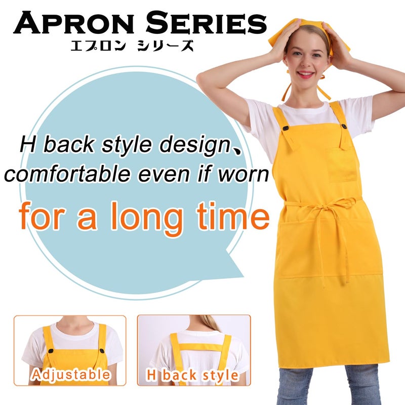 BIGHAS H Back Style Apron with Pocket for Women, Men Adjustable Large Size Comfortable, Kitchen, Home, Cooking 12 Colors (Bronze Green) - Image 3